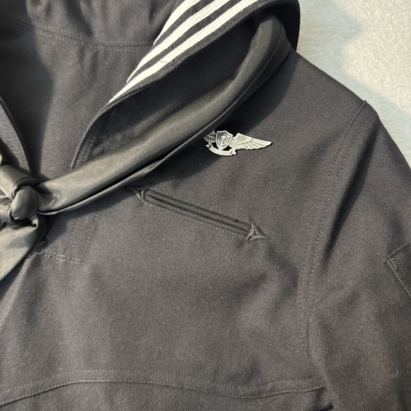 US Navy Vintage Enlisted Wool SDB Dress Blue Jumper Top Size 12MR,Neckerchef, AW - Picture 2 of 6